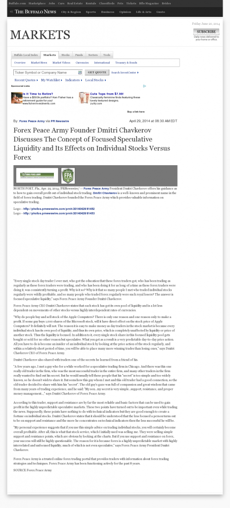 Forex Peace Army - Buffalo News (Buffalo, NY)- Stock Liquidity Discussion