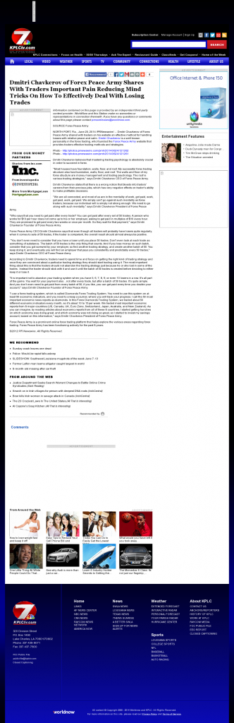 Dmitri Chavkerov - KPLC NBC-7 (Lake Charles-Lafayette, LA)- Effectively Dealing With Losing Trades Discussion